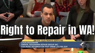 Louis Rossmann Right to Repair testimony in Washington SB 5799 [upl. by Dahs]