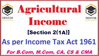 Agricultural Income  What is Agricultural Income as per income tax act 1961  Exempted Incomes [upl. by Sucramal]