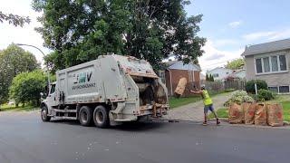 ExDerichebourg JMV Environnement Freightliner Heil Rear Loader Garbage Truck On Yard Waste [upl. by Kerrill805]