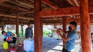 The Process of Cleaning and Buying Paint to Repaint a Wooden House  Family Farm [upl. by Annaig]