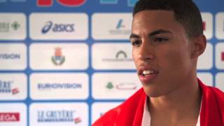 Brahian Peña SUI after winning the bronze in the 110m Hurdles Rieti 2013 [upl. by Hajin]