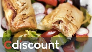 Apéritif recette des bricks au jambon fromage  Cdiscount [upl. by Erbua]