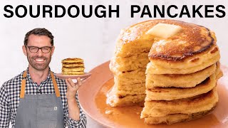 Fluffy Sourdough Pancakes Recipe [upl. by Nodnab]