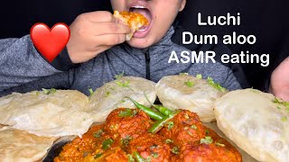 Spicy Dum aloo  Luchi  Eating sounds  Mukbang  REIGN ASMR [upl. by Air]