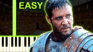 GLADIATOR THEME  EASY Piano Tutorial [upl. by Airretal]