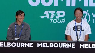 Shuko Aoyama amp Ena Shibahara press conference  Melbourne Summer Series 2021 [upl. by Cordey]