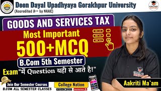 Goods And Service Tax GST  Lec  1  most important mcqs  Bcom 5th Semester Exam  For DDU [upl. by Jarrell]