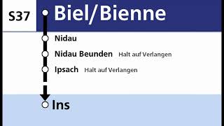 asm Ansagen » S37 BielBienne — Ins  SLBahnen [upl. by Woodcock]