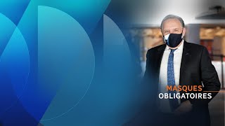 Masque obligatoire dans les lieux publics fermés  entrevue avec Christian Dubé [upl. by Ahtekahs823]