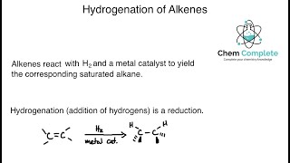 Hydrogenation of Alkenes  Addition of Hydrogen [upl. by Oiromed]