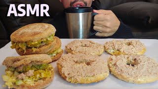 BAGELS ENGLISH MUFFINS EGGS AND PORK CRETONS PATE BREAKFAST ASMR CRUNCHY EATING SHOW [upl. by Ocsinarf172]