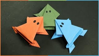 Origami Frog that Jumps  Easy Fun Paper Craft for Kids [upl. by Ttik]