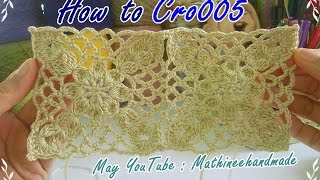 How to Cro005 Crochet pattern  ถักผังลายโครเชต์ ดอกสี่เหลี่ยม  Mathineehandmade [upl. by Willard673]