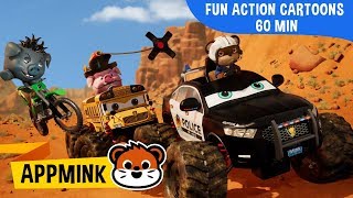 appMink car animation – Fun amp Exciting Action Cartoons with appMink Police Vehicles [upl. by Atnoed227]