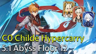 C0 Childe Hypercarry  Genshin Impact 51 Spiral Abyss Full Clear [upl. by Also906]