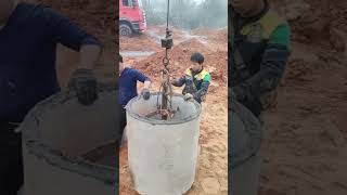 Amazing installing concrete pipe underground with diy smart tool [upl. by Odraner313]