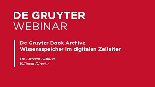 Webinar De Gruyter Book Archive – Theologie und Religion Albrecht Döhnert [upl. by Wauters155]