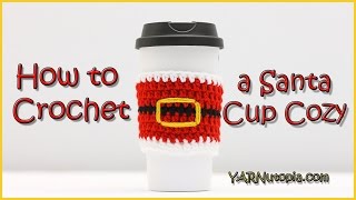 How to Crochet a Santa Cup Cozy [upl. by Ahsinelg]