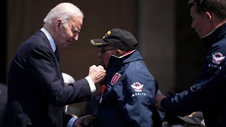 Biden honors veterans at DDay ceremony in Normandy  REUTERS [upl. by Willabella]