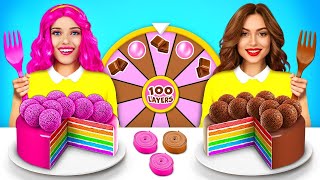 100 Layers of Bubble Gum vs Chocolate Food Challenge  Giant vs Tiny Sweets by RATATA CHALLENGE [upl. by Dnomso929]