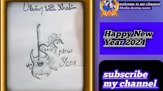 New Year Drawing 2024  New Year drawing  Happy New Year easy  Sketch step by step [upl. by Nahoj]