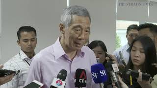 Prime Minister Lee Hsien Loong talking to reporters after his visit to NCID on Jan 31 2020 [upl. by Attennyl]