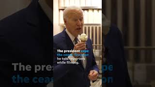 Joe Biden films with Seth Meyers says he hopes ceasefire is close Shorts [upl. by Enelrats544]