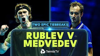 Andrey Rublev vs Daniil Medvedev Every Point From Two EPIC Tiebreaks 🥵  Nitto ATP Finals 2022 [upl. by Orfield]