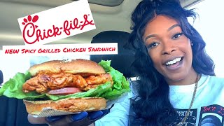 NEW CHICKFILA SPICY GRILLED CHICKEN SANDWICH  Food Review [upl. by Ailee]