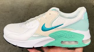 Nike Air Max Excee White Teal Womens Running Shoes [upl. by Akimaj]