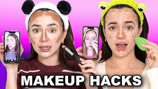 Testing Out Tik Tok Makeup Hacks  Merrell Twins [upl. by Benilda71]