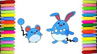 Pokemon Coloring Pages  Marill and Azumarill [upl. by Ayela]