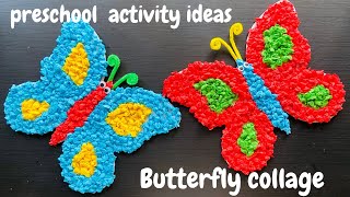 Butterfly Collage  Paper Collage Activities  Paper Crumpling and pasting activity [upl. by Annavoig]