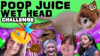 DOG POOP PRANK WET HEAD CHALLENGE Eww Doodie Juice FUNkee Bunch Game Gets Gross [upl. by Orelee]