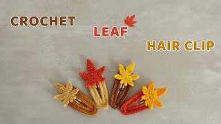 Crochet hair clip leaf l crochet hair clip pattern [upl. by Paschasia]