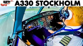 Piloting the SAS Airbus A330300E out of Stockholm  Cockpit Views [upl. by Eceer]