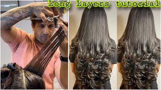 How to Long Layer Hair cut  हेयर कट करना सिखे बिल्कुल आसान तरिखे से  step by step tutorial Hindi [upl. by Ennasirk]