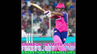 Shimron Hetmyer Batting 🔥Rr vs Rcb Eliminator Rovman Powell ipl🎯💯 [upl. by Nnaoj149]