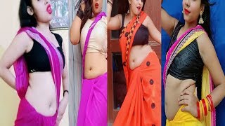 Bhojpuri tiktok Vigo Vmate hot sexy viral video saree  navel show dance [upl. by Rains]