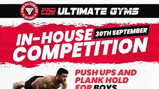 PRO ULTIMATE GYM BATHINDA  IN HOUSE COMPETITION  PUSHUP AND PLANK COMPETITION  VLOG2ND vlog [upl. by Pegg]