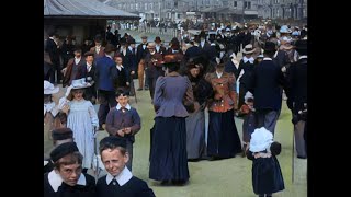 4k 50fps colorized 1901 Panoramic View of the Morecambe Sea Front [upl. by Gnehp530]