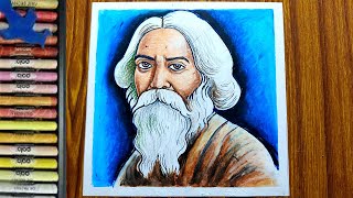 how to draw rabindranath tagore with oil pastel colorrabindranath thakur drawing step by step [upl. by Annahaj722]