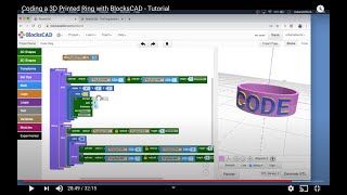 Coding a 3D Printed Ring with BlocksCAD  Tutorial [upl. by Ahseiuqal]