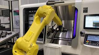 Fanuc Robot Operates DMG MORI NLX2500  CNC Machining Automation [upl. by Shanna]