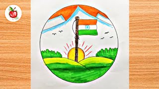 Happy Independence Day of India 🇮🇳 15 August  Circle Drawing [upl. by Mannos]