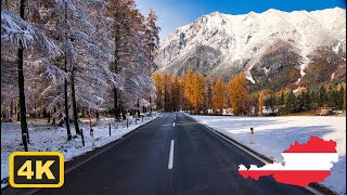 🇦🇹 Amazing Mountain View Snowy Drive Austria Fernpass 4K  nature travel austria 2023 [upl. by Cailean]