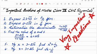 Extra questions for class 9 Maths chapter 1 with solution  Important question class 9 Number System [upl. by Ahsaetal]