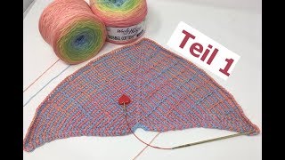 Tuch TUNISKA EINFACH Tunesisch Häkeln  Teil 1  mit 2 BOBBELCOTTON von Woolly Hugs [upl. by Icnan]