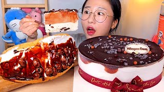 하겐다즈 쇼콜라 아이스크림 케이크🍫 초코 생크림 와플 디저트 먹방 Dessert Mukbang [upl. by Jorrie]