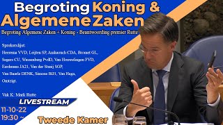 Terugkijken Begroting Algemene Zaken  Koning  Eerste Termijn Kabinet  Mark Rutte  Tweede Kamer [upl. by Lienet]